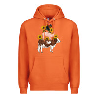 Carrot western farm life cow pig rooster with sunflowers Premium Hoodie - Artiststas