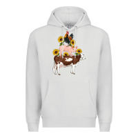 Dove Grey western farm life cow pig rooster with sunflowers Premium Hoodie - Artiststas