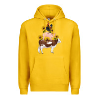 Lemon western farm life cow pig rooster with sunflowers Premium Hoodie - Artiststas