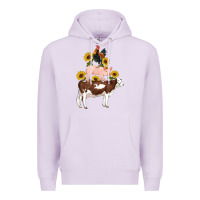 Lilac western farm life cow pig rooster with sunflowers Premium Hoodie - Artiststas