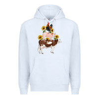 White western farm life cow pig rooster with sunflowers Premium Hoodie - Artiststas