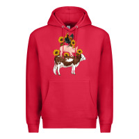 Cardinal western farm life cow pig rooster with sunflowers Premium Hoodie - Artiststas