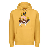 Mustard western farm life cow pig rooster with sunflowers Premium Hoodie - Artiststas
