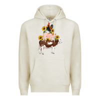 Oatmeal Heather western farm life cow pig rooster with sunflowers Premium Hoodie - Artiststas