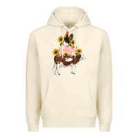 Sandshell western farm life cow pig rooster with sunflowers Premium Hoodie - Artiststas