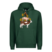 Sports Green western farm life cow pig rooster with sunflowers Premium Hoodie - Artiststas
