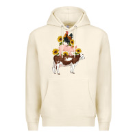 Tofu western farm life cow pig rooster with sunflowers Premium Hoodie - Artiststas