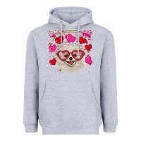 Heather Grey valentine's day white pomeranian Heavyweight Hoodie - RanaPortraitStore