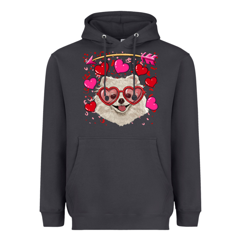 Valentine's Day White Pomeranian Heavyweight Hoodie by RanaPortraitStore | Teevron