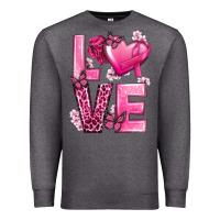 Charcoal Heather Love Cancer with Heart Premium Sweatshirt - texasbilliewilder