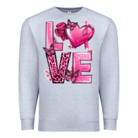 Heather Grey Love Cancer with Heart Premium Sweatshirt - texasbilliewilder