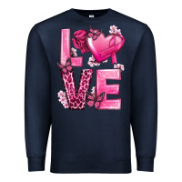 Navy Love Cancer with Heart Premium Sweatshirt - texasbilliewilder