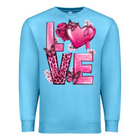 Ocean Blue Love Cancer with Heart Premium Sweatshirt - texasbilliewilder