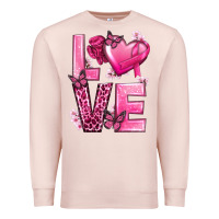 Pale Pink Love Cancer with Heart Premium Sweatshirt - texasbilliewilder