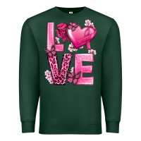 Sports Green Love Cancer with Heart Premium Sweatshirt - texasbilliewilder