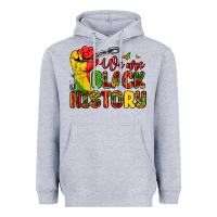 Heather Grey we are black history Heavyweight Hoodie - Zillion Design Studio