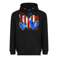 Black 4th of july hearts Heavyweight Hoodie - texasbilliewilder
