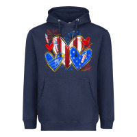 4th Of July Hearts Heavyweight Hoodie | Teevron