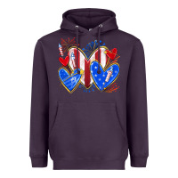 Plum 4th of july hearts Heavyweight Hoodie - texasbilliewilder