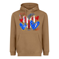 Toasted Coconut 4th of july hearts Heavyweight Hoodie - texasbilliewilder