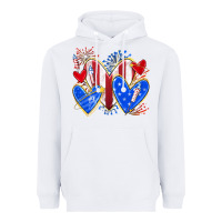 White 4th of july hearts Heavyweight Hoodie - texasbilliewilder