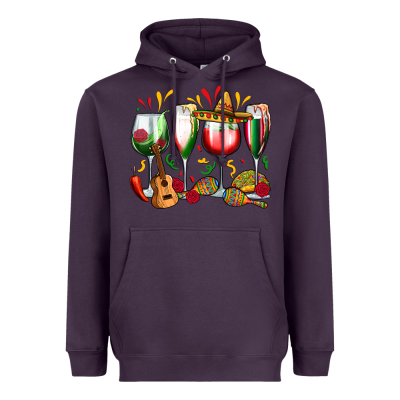 Mexico Wine Glasses Heavyweight Hoodie by Zillion Design Studio | Teevron