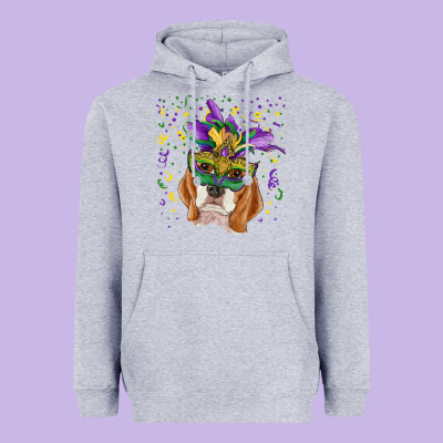 Heavyweight Hoodie mardi gras  mask beagle