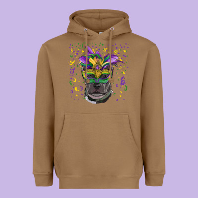 Heavyweight Hoodie mardi gras  mask pitbull