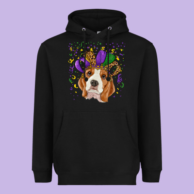 Heavyweight Hoodie mardi gras beagle