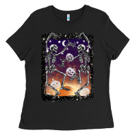 Black halloween dancing skeletons stars Ladies Tee - BarkalooDesign