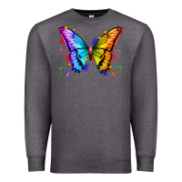 Charcoal Heather rainbow butterfly Premium Sweatshirt - Zillion Design Studio