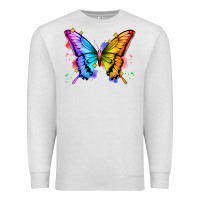 Oatmeal Heather rainbow butterfly Premium Sweatshirt - Zillion Design Studio