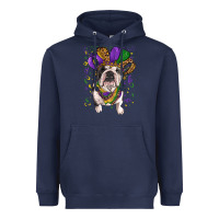 Navy mardi gras hat  english bulldog Heavyweight Hoodie - RanaPortraitStore