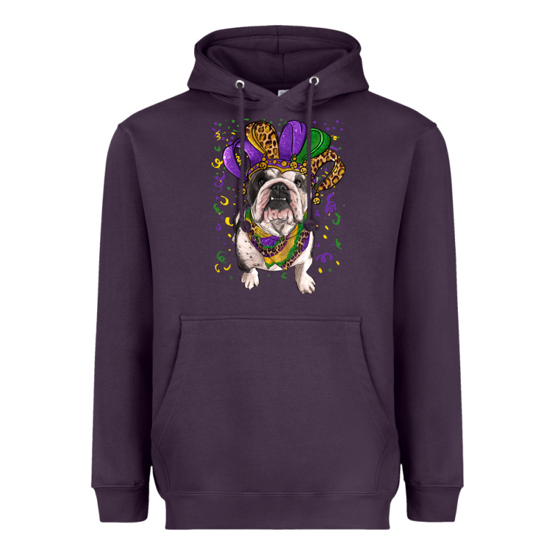 Mardi Gras Hat  English Bulldog Heavyweight Hoodie by RanaPortraitStore | Teevron