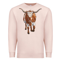 Pale Pink longhorn cow Premium Sweatshirt - RanaPortraitStore