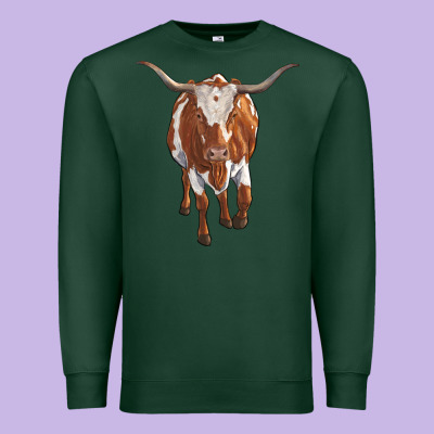 Longhorn Cow Premium Sweatshirt Designed By Ranaportraitstore
