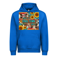 Cobalt just a small town girl with gemstone sunflower serape and cowhide Urban Hoodie - Artiststas