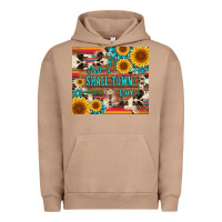 Pigment Burro just a small town girl with gemstone sunflower serape and cowhide Urban Hoodie - Artiststas