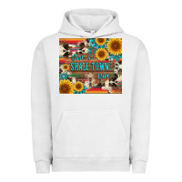 Pigment Lunar Rock just a small town girl with gemstone sunflower serape and cowhide Urban Hoodie - Artiststas