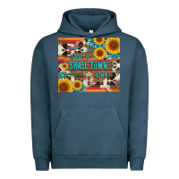 Pigment Midnight Navy just a small town girl with gemstone sunflower serape and cowhide Urban Hoodie - Artiststas