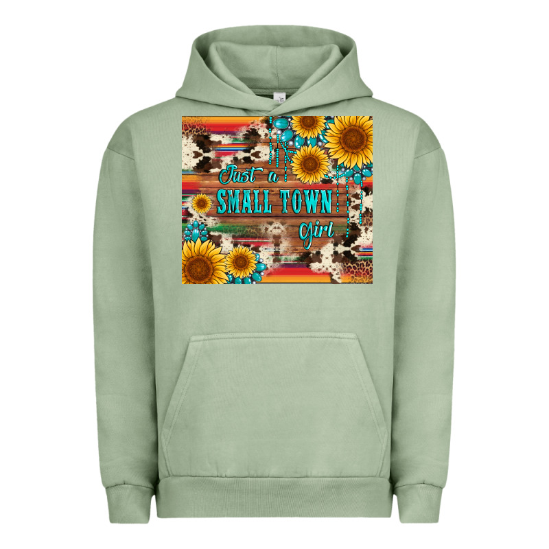 Just A Small Town Girl With Gemstone Sunflower Serape And Cowhide Urban Hoodie by Artiststas | Teevron