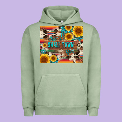 Just A Small Town Girl With Gemstone Sunflower Serape And Cowhide Urban Hoodie Designed By Artiststas