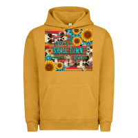 Pigment Peanut Butter just a small town girl with gemstone sunflower serape and cowhide Urban Hoodie - Artiststas