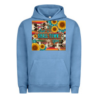 Pigment Pebble Blue just a small town girl with gemstone sunflower serape and cowhide Urban Hoodie - Artiststas