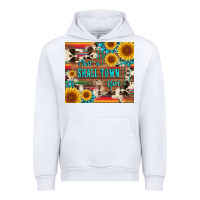 White just a small town girl with gemstone sunflower serape and cowhide Urban Hoodie - Artiststas