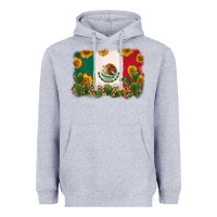 Heather Grey mexican flag Heavyweight Hoodie - Zillion Design Studio