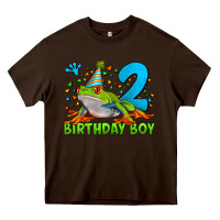 Chocolate Brown birthday boy frog age 2 Heavy Core Tee - LillyAllenDesigns