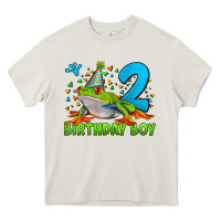 Cream birthday boy frog age 2 Heavy Core Tee - LillyAllenDesigns