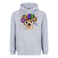 Heather Grey mardi gras hat chihuahua Heavyweight Hoodie - RanaPortraitStore