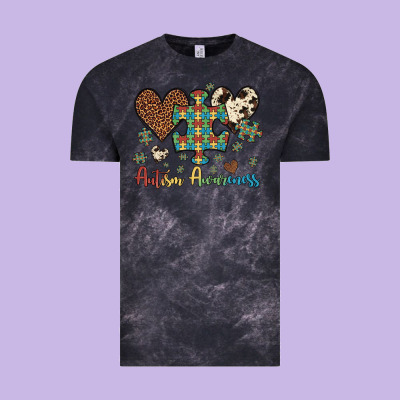 Autism Awareness Leopard Cowhide Herts Puzzle Vintage Tee Designed By Artiststas
